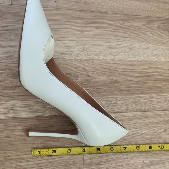 NIB White Leather Pointed-Toe Pumps Made in Italy Heels - Picture 7 of 16